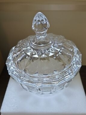 Cut Glass Covered Candy Dish - Clear Crystal Look